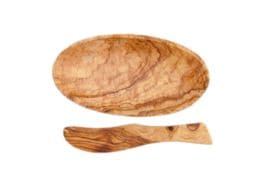 Beurrier et couteau en bois d'olivier 18cm